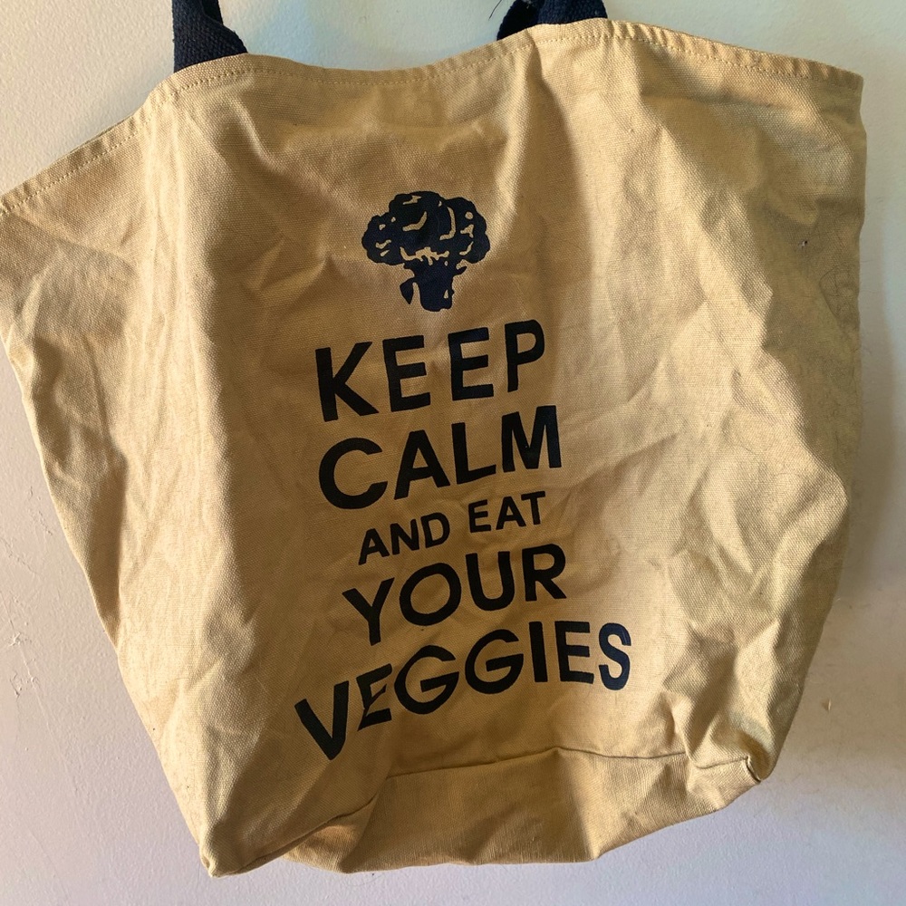 Double-sided “Keep Calm and Eat Your Veggies” Tote Bag